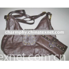 Glod Studded Patch Leather Shoulder Bag
