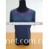 Woman's Embroidered Round Neck Short Sleeve Knitwear