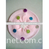 glue colorful flower on pink beret