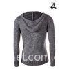Grey Wool Mens Knit Cardigan Sweater Hoodie Open Front Long Sleeve For Winter