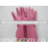 Pink rolled cuff latex household gloves DHL421
