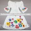 ladies' 100% silk short sleeve dresses ,women embroidered big flowers dressesHQ-ZZD026