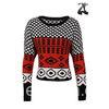 Long Sleeve Women's Pullover Sweater Crew Neck With Chunky Jacquard Knitting