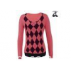 Ladies Pink Pullover Sweater For Fall / Winter Diamond Pattern 80 % Cotton 20 % Nylon