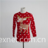 Cute Reindeer And Dot Graphic Holiday Knitted Sweater