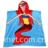 100% cotton velour reactive printed kids hooded beach poncho towels