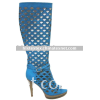 blue thigh heel lady shoes