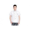 Embroidery Logo Restaurant Work Shirts Cotton Anti - Wrinkle With Stand Collar