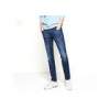Soft Midweight Tailored Mens Pants Long Slim Fit Jeans Wash Finish In Blue