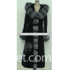 fashion silver fox collar leather coat