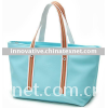 OEM PU pearl light greenish blue chic fashion sporty crisp flat strap designer tote bag rose blue