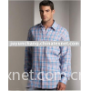 men's pink and blue plaids shirt