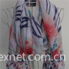 Polyester Scarf With Flowers Printed