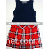 fashion checked kids dress of two kind of fabric