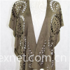 Big Hollow Out Women Shawl Cape In Faux Suede
