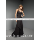 classic strapless  beaded A-line anke-length brown bridesmaid dresses