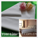 T300 white satin 100% cotton hotel bed linen fabric