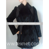 Genuine Rabbit Fur Coat with leather trimmed WR35