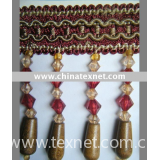 hand-woven "wood" bead  curtain tassel fringe