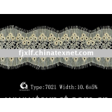 Nylon lace trim with golden yarn