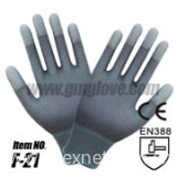 Grey Nylon PU Dipped Gloves Finger Coating