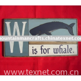home decor ''W is for whale'' wooden  wall decor