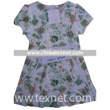 Short sleeve Fashion Dress with green Lavender flower printed