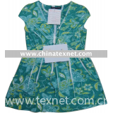 young lady printed dress, seablue color