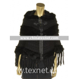 Knitted and woven shawl mixed fluffy fur coat