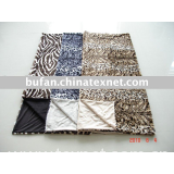 knit printed pv fleece throw with short fur backing