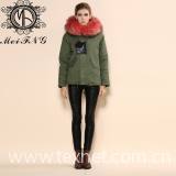 Newest design fashionable women faux fur coat with big fur hood