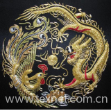 Chinese handmade solid silk embroidery dragon and phoenix painting wall decor