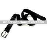 Black Real Leather Knitted Belt