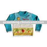 girl's tricot pullover sweater with hand embroidery