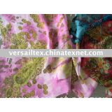 silk chiffon printed fabric with stone