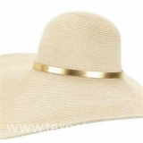 Women large brimmed Straw Hat, Buckle Belt Trims