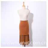 Women Pencil Skirt Patchwork With Lace High Waist Lace Hem