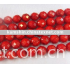 red coral beads faceted round 10mm