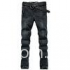 Fashion Non Fading Black Ripped Denim Jeans For Men Garment Dyed European Style