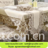 Beige Embroidered Satin Dining Tablecloth Set