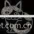 Cat shape hot fix motif/rhinestone/transfer fit for T-shirt and other garments