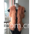Women's brown mongolian fur slim fit vest with peace sign