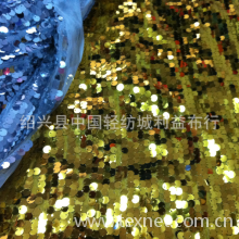 绍兴县中国轻纺城利益布行-供应加密9MM亮片布 金片绣 婚庆舞台背景服装布料