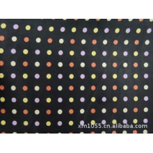 义乌市兴民皮革制品有限公司-供应色丁印五色小圆点 印花革 PVC印花布 pvc皮革