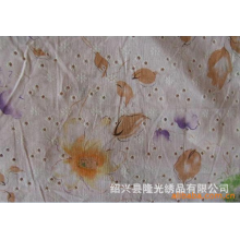 绍兴县隆光绣品有限公司-供应时尚女装面料，全棉烧空印花布，巴厘纱打孔印花布