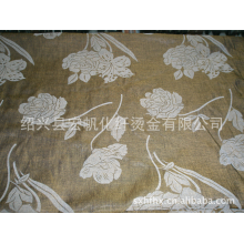 绍兴县宏帆化纤烫金有限公司-新花型，涤棉布花朵烫绒最