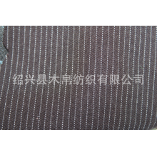 绍兴县木帛纺织有限公司-现货供应全涤纶黑底白色细条布 涤纶弹力裤料
