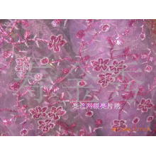 寿金秀-供应亮丝网布亮片绣花面料