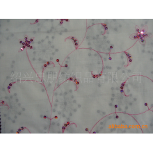 绍兴忠朋纺织品有限公司-全棉平绣加金片绣花布 绣花面料