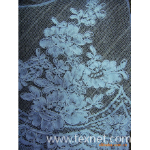 绍兴忠朋纺织品有限公司-全涤网布手工盘带绣花布/面料